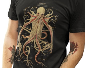 Cthulhu Arcane Anatomy T-Shirt | HP Lovecraft Teeshirt | Cult Monster Tee | Horror Gift