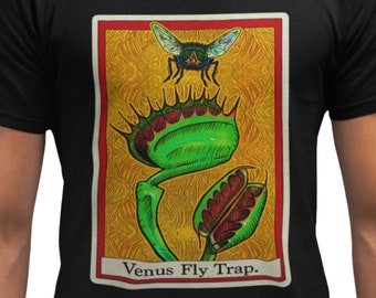 Venus Fly Trap Shirt, Carnivorous Plant Tarot T-Shirt, Goth Botany Tee, Plant Lover Gift