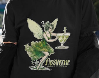 Absintgrön älv-T-shirt | T-shirt | Goth-skjorta | Cottagecore-present | Kläder | Underkläder