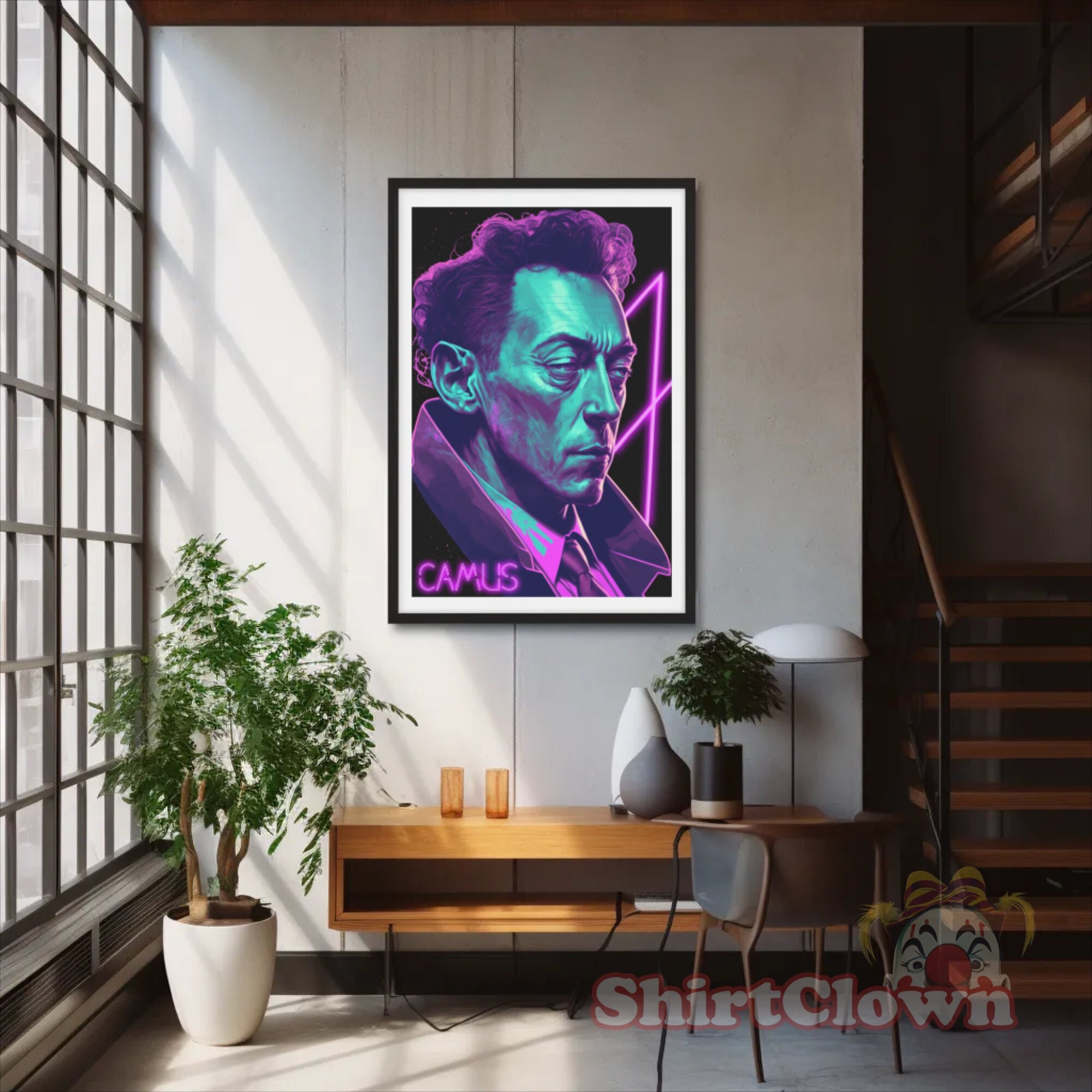 Albert Camus Vaporwave Cyberpunk Art Print | Writer Author Pastel Goth ...