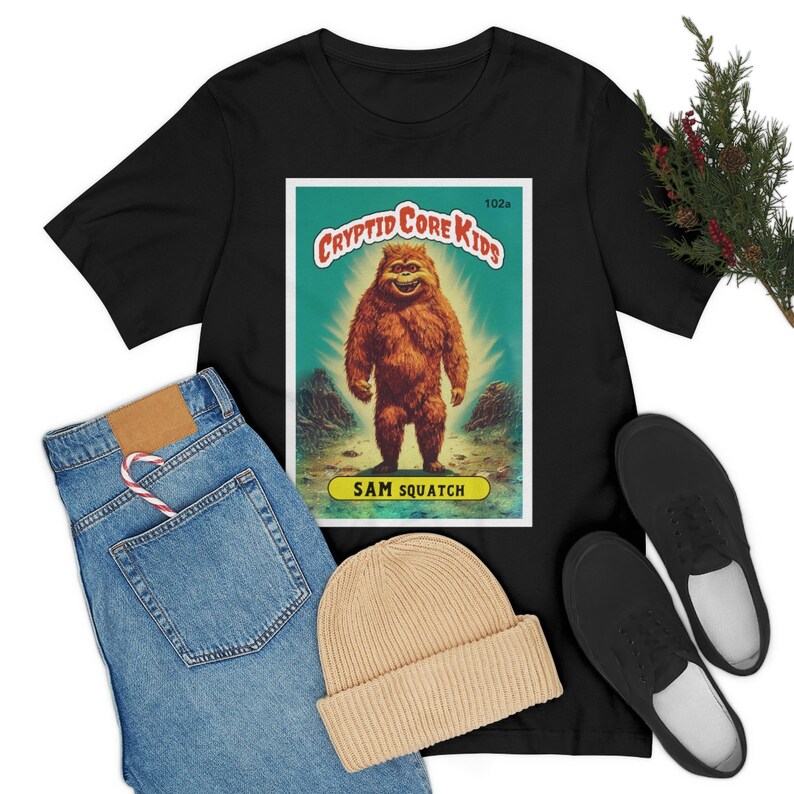Sam Squatch Bigfoot T-Shirt | Sasquatch Teeshirt | Cryptid Core Kids Tee Shirt | Cryptidcore Gift Cryptozoology | GPK Parody Garbage Pail image 6