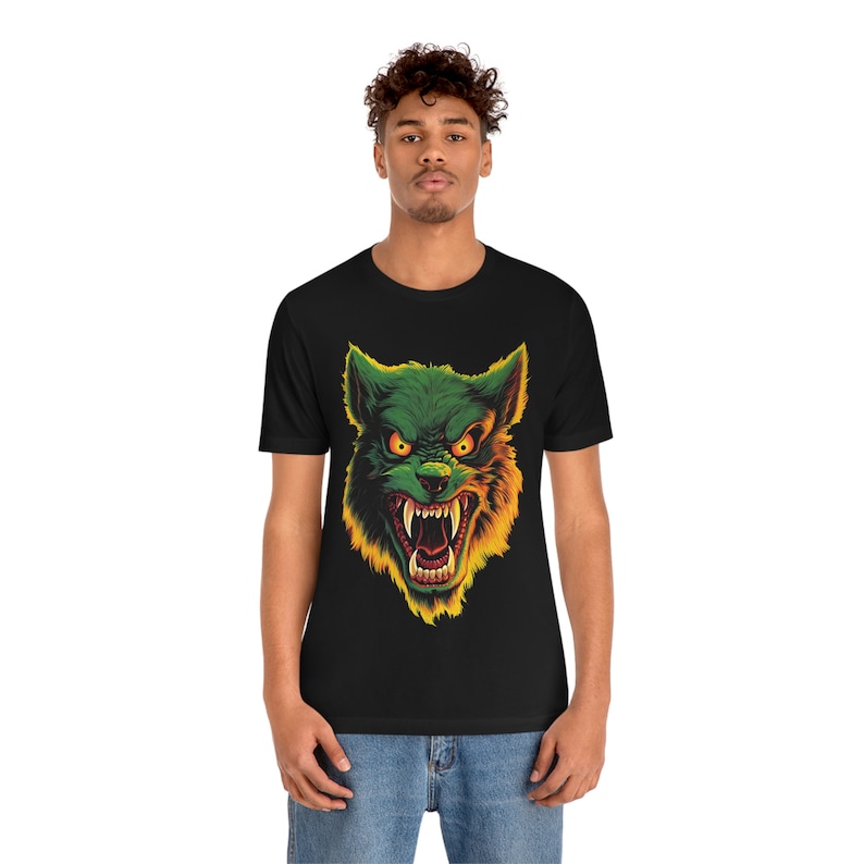 Werewolf T-Shirt | Retro style halloween art Teeshirt | wolfman Shirt | lycanthrope Gift | Apparel | Clothing image 7