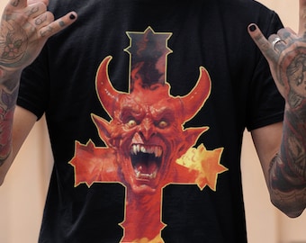 Duivel DwarsT-shirt | Satanisch T-shirt | Goth-overhemd | Satan Lucifer Gift Satanische Satan Heavy Metal