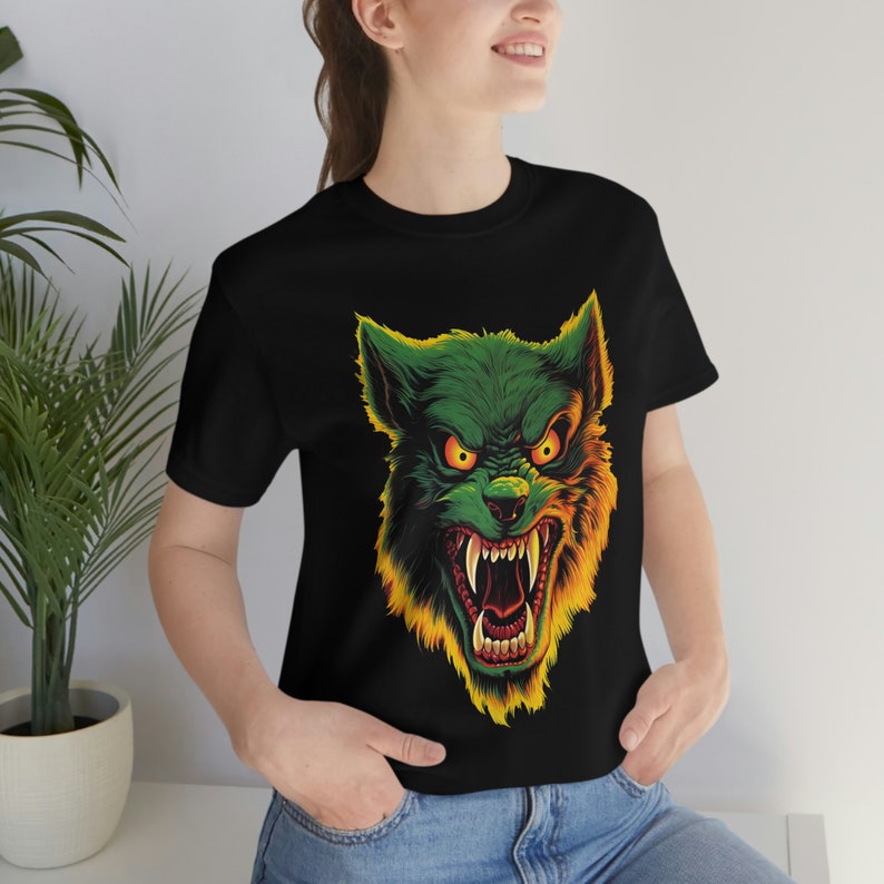 Werewolf T-Shirt | Retro style halloween art Teeshirt | wolfman Shirt | lycanthrope Gift | Apparel | Clothing image 8