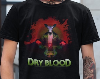 Horror Film Shirt, Dry Blood Deer Cop T-Shirt, Officially Licensed Indie Slasher Movie Tee