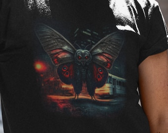 Mothman in the City T-shirt | Teeshirt Monster Legend | Cryptid Tee Shirt | Cryptidcore Cadeau Cryptozoologie Vêtements