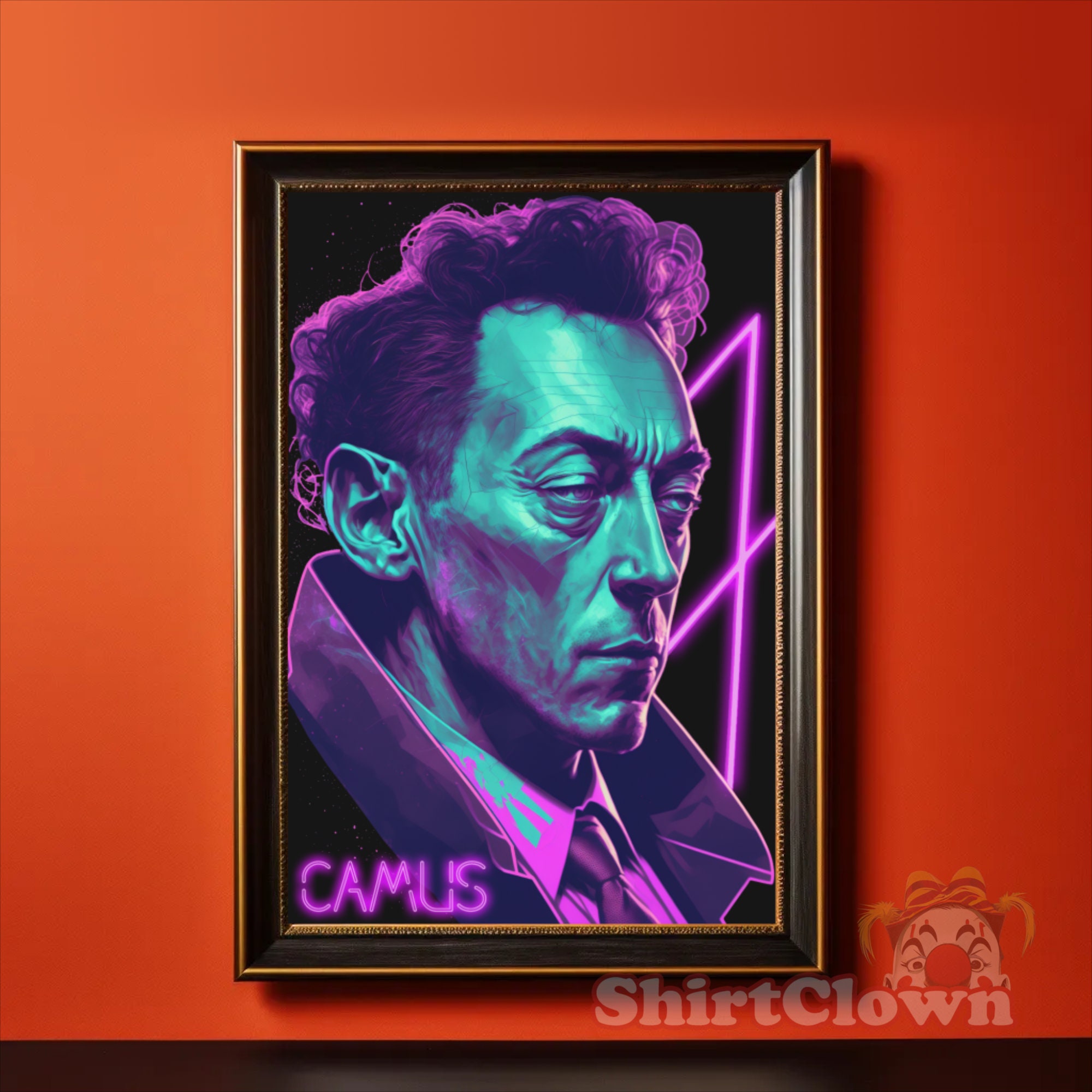 Albert Camus Vaporwave Cyberpunk Art Print | Writer Author Pastel Goth ...