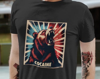 Rolig björnskjorta, kokainbjörn-T-shirt, mörk humor meme-t-shirt, true crime-gåva