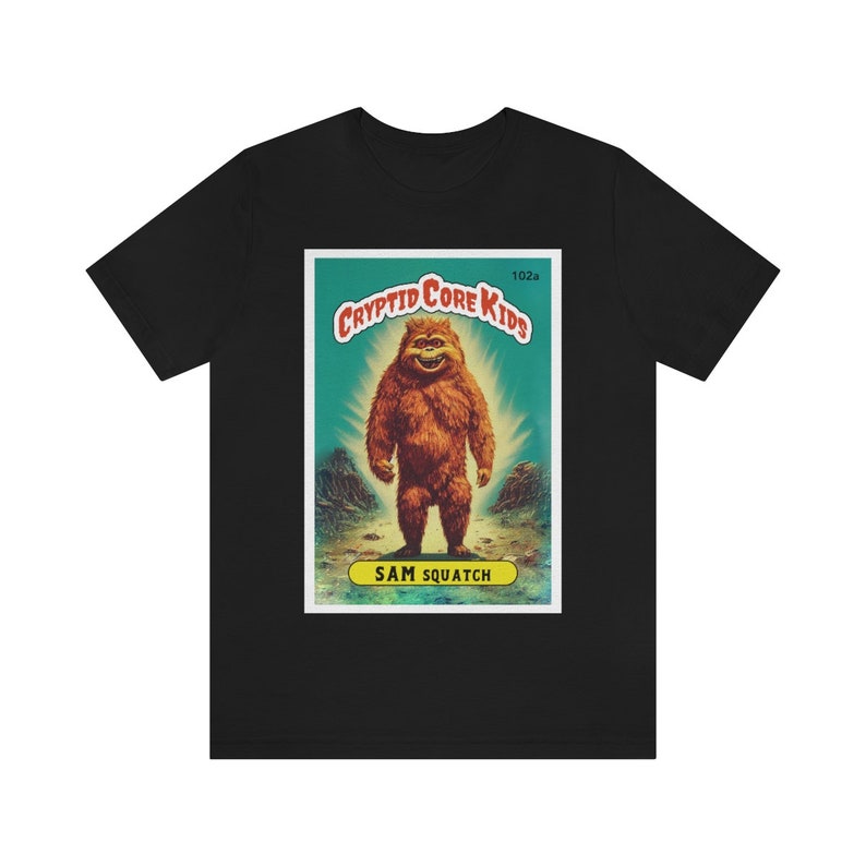 Sam Squatch Bigfoot T-Shirt | Sasquatch Teeshirt | Cryptid Core Kids Tee Shirt | Cryptidcore Gift Cryptozoology | GPK Parody Garbage Pail image 5