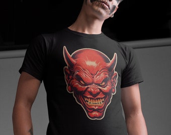Devil Shirt, Vintage Halloween Red Devil T-Shirt, Retro Satan Tee, Occult Goth Gift