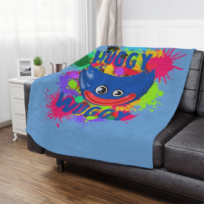 Huggy Wuggy Paint Splatter Minky Throw Blanket Etsy