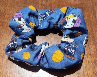 Fall Peanuts Blue Scrunchie Large