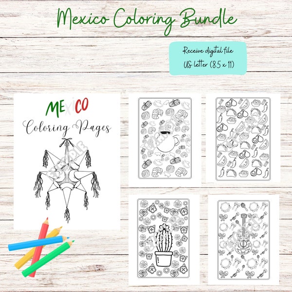 Mexico Printable Coloring Bundle / September Latino Heritage Month Coloring / Latino Heritage Month Coloring Page / Coloring Sheets