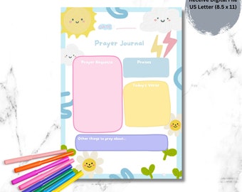 Kids Prayer Journal Download | Printable Faith Journal for Children | Guided Prayer Prompts | Inspirational Kids Activities (Digital)