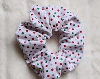 Winter Polka Dots Scrunchie Large | Cute Hair Tie for Cold Weather | Stylish Accessory | Perfect for Everyday Wear and Holiday Outfits