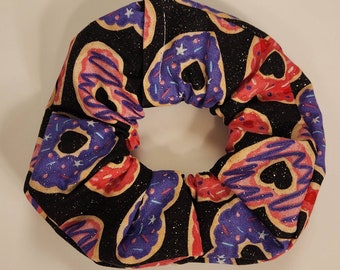 Heart Donuts Valetine's Day Scrunchie Large | Cute Snack-Inspired Hair Accessory | Perfect for Valentine's Gift | Fun & Quirky Hairstyle