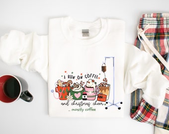 Christmas nurse shirt long sleeve sweatshirt, christmas coffee sweatshirt, gift for mother baby nurse, labor and delivery nurse, new grad