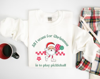 Christmas pickleball sweatshirt, pickleball Christmas shirt, cute pink pickleball Christmas sweatshirt, pickleball Christmas gift