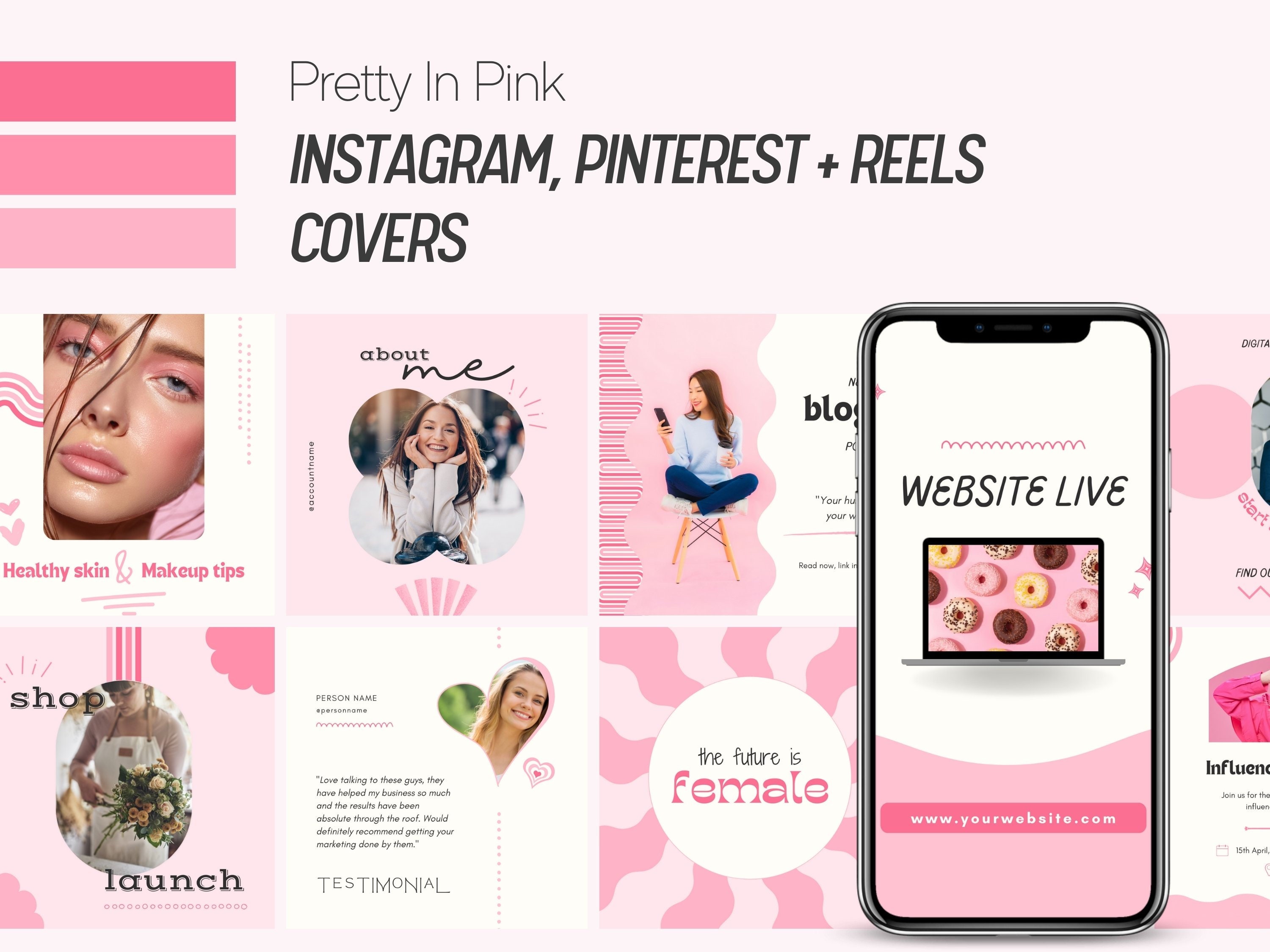 Pretty in Pink barbie Instagram Template Pink Social Media Canva