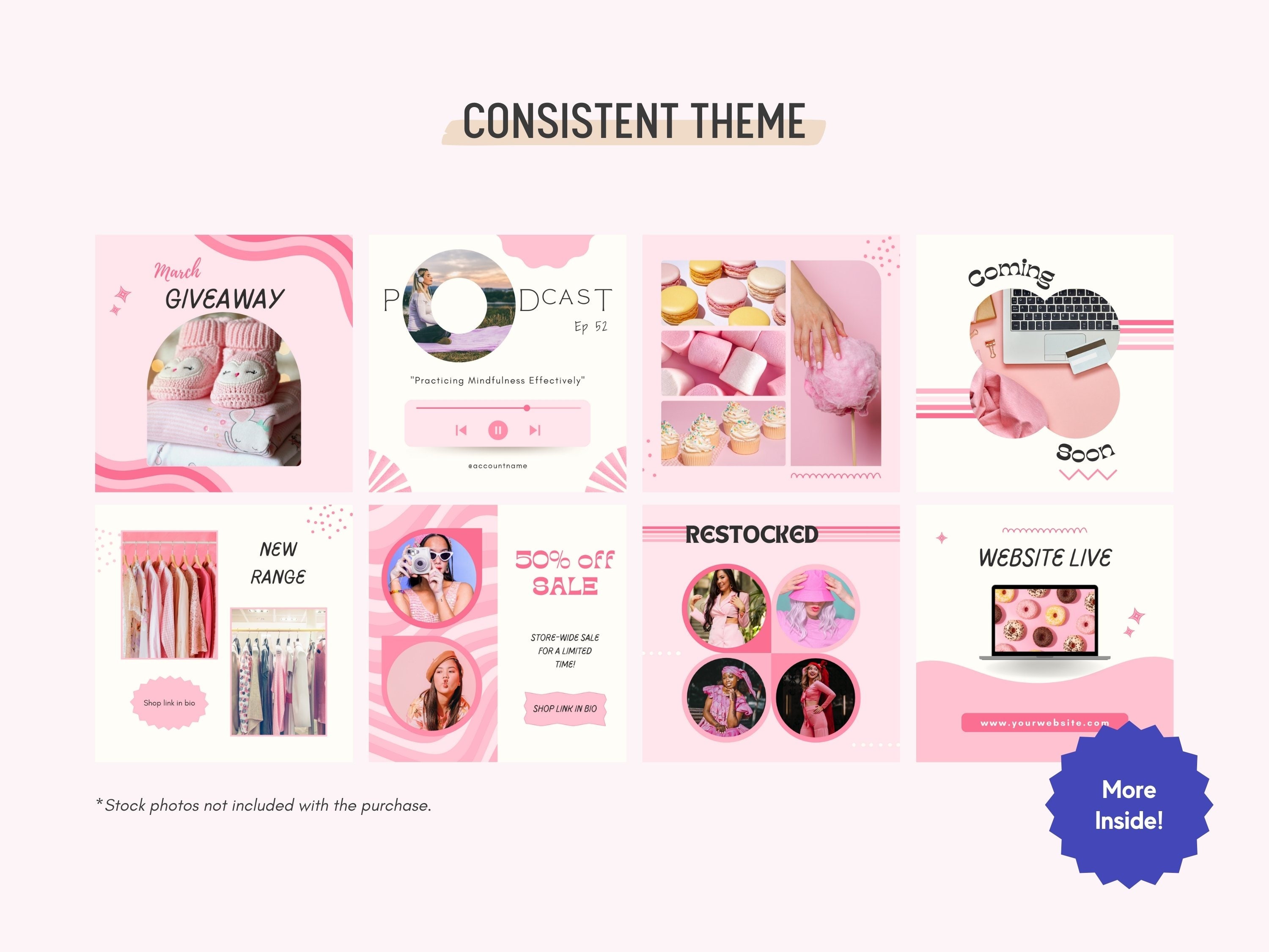 Pretty in Pink barbie Instagram Template Pink Social Media Canva