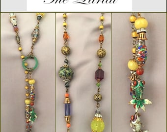 Lariat Necklace - Vintage-style Button and Bead Assemblage