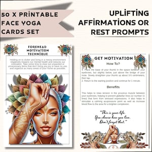 Face Yoga Flashcards: Natural Facelift Exercise Deck (PDF + JPG Digital Download A6 Cards)