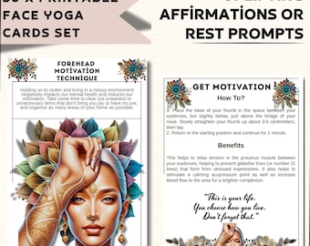 Face Yoga Flashcards: Natural Facelift Exercise Deck (PDF + JPG Digital Download A6 Cards)