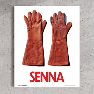 Ayrton Senna&#39;s Race-worn Race Gloves Print | White | ultra-high definition poster