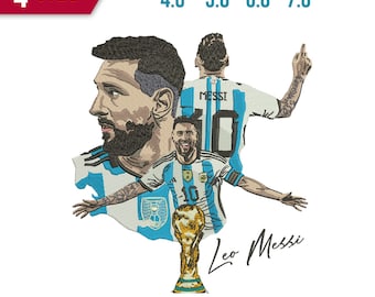 Leo Messi Poster Embroidery File | Soccer Player Embroidery Design | Embroidery Pattern | DIY Embroidered Decor | Athlete Embroidery