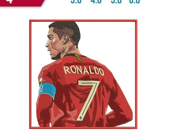 Ronaldo Portrait Embroidery Design | Cristiano Ronaldo Soccer Stitch | Football Star Embroidery File | DIY Ronaldo Fan Craft Pattern