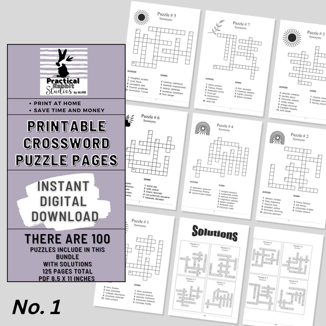 Crossword Kris Kross Puzzle Pages, Printable Instant Download, Adult ...