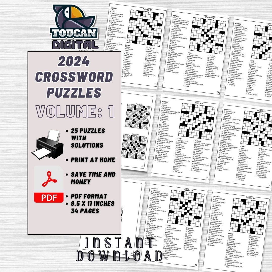 Crossword Puzzle Pages Printable 2024 Vol 1 - Etsy Australia