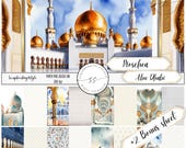 Digital Paper Pack Moschea Abu Dhabi – Carta Digitale Viaggio | Travel Scrapbooking Digital Paper 30x30 cm + Stickers Bonus