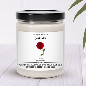 Personalized Birth Flower Month Candle, Birth Flower Candle, Birthday Gift For Her, Christmas Gift, Birthflower Scented Candle, Soy Candle