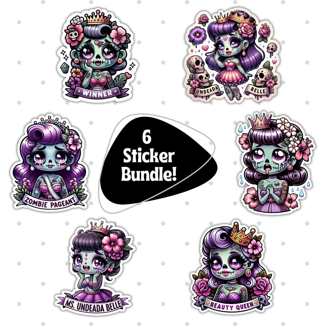 Undead Rune Sticker Cute Undead Gothic Sticker Bundle, 6 Piece Sticker Set, Halloween ...