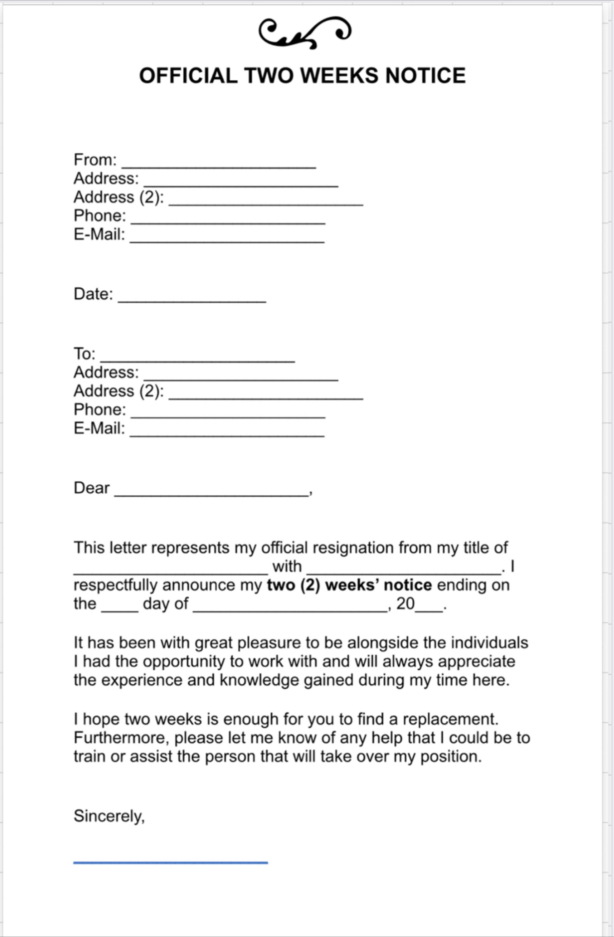 Resignation letter etsy