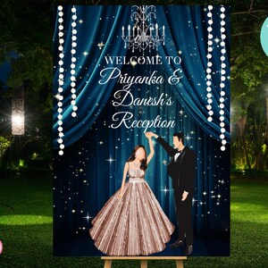 Señalización personalizada para la recepción de bodas indias - Decoración imprimible personalizada