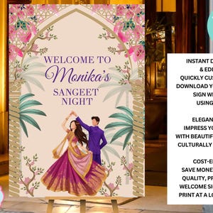 Welcome Sign | Sangeet Wedding Sign | Customizable | Instant Download