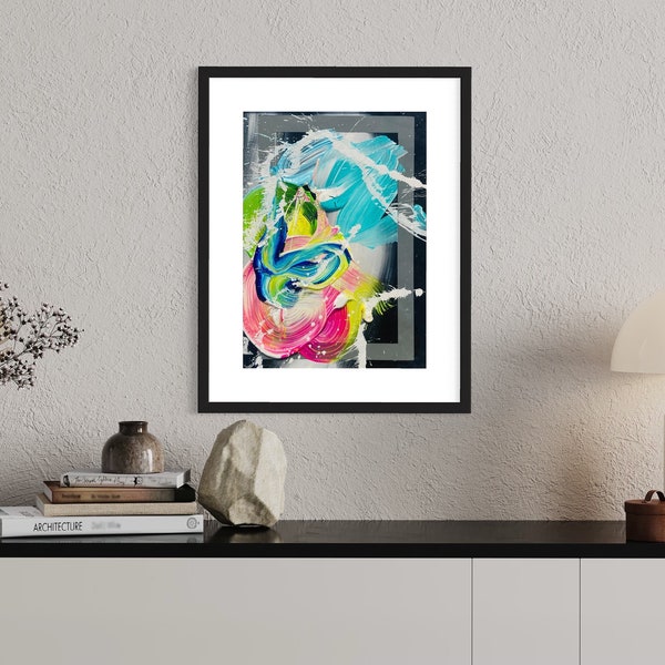 Fluid Abstract Acrylic Painting on Paper - Colorful Wall Art - Nr. 20