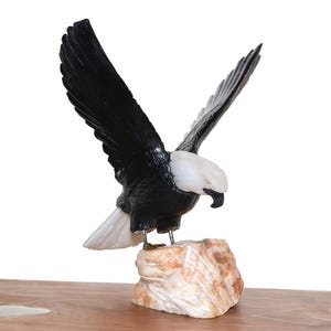 Gemstone eagle statue, hand carving &quot;285 Gram 4.5X5.5X4 Inch&quot; Sculpture with Spread Wings, Symbolic Home Accent, Bold Wildlife Decor