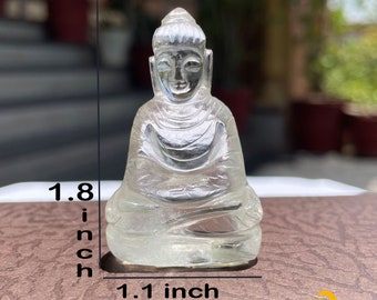 Crystal Quartz buddha, hand carving figurine, Buddha statue, Sitting buddha sculpture, handmade, crystal quartz figure, for decor"1.5 Inches