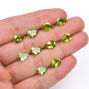 Natural peridot stone, Loose Peridot Gemstone Available in &quot;10 Pcs of 14.59 CRT 7X10X5 mm&quot; Pear Shape, faceted peridot, for jewelry making