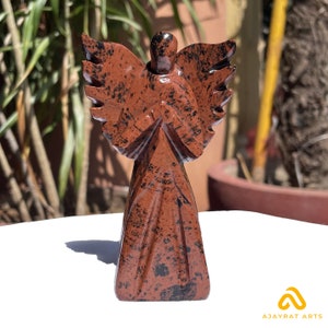 Jasper Angel, Hand carving &quot;153 Gram 4.1X2.4X0.7Inch&quot; angel figurine, jasper sculpture, for home decor, standing angel statue for decoration