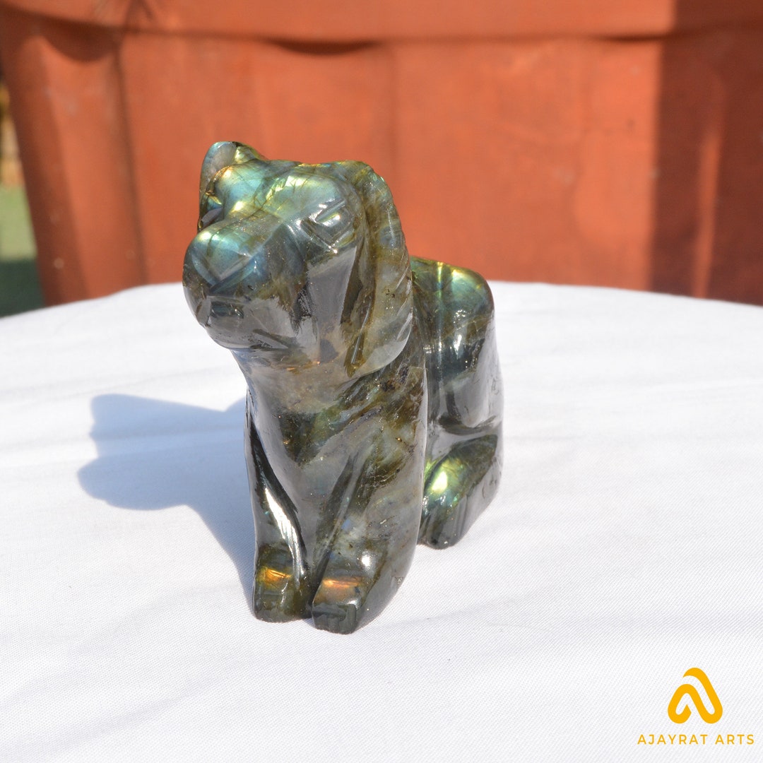 Labradorite Dog, Hand Carving, Natural Labradorite Doodle Dog , the ...