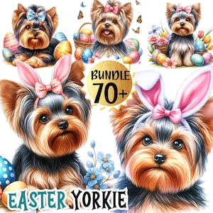 Ostern Yorkie Clip Art Bundle, Ostern Yorkshire Terrier Hund Clipart-Set, Hundemama PNG, Ostern PNG, Sublimationsdesigns, Hund Digitaler Aufkleber