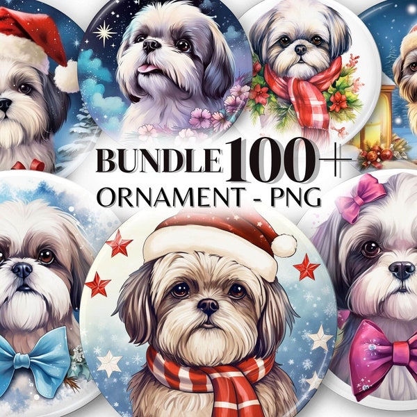 100+ Shih Tzu Christmas Dog Ornaments PNG Bundle, Shih Tzu Puppy PNG Set, Christmas Dog breed Sublimation PNG bundle, Digital Download