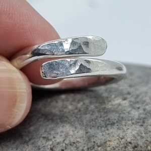 Sterling Silver 925 Handmade Hammered Adjustable Wrap Rings