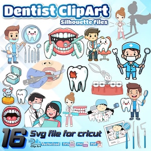 Pacote de clipart dental SVG/PNG - Presentes odontológicos exclusivos, adesivos e arte para Cricut - Desenhos vetoriais perfeitos para dentistas e estudantes de odontologia