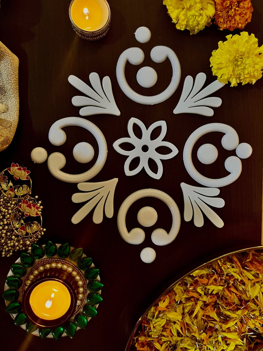 Reusable Plastic Rangoli FLOWER-LEAF Design DIY Mat - Etsy