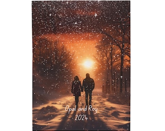 Personalized Couple Velveteen Blanket | Winter Woodland Scene
